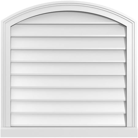Ekena Millwork Arch Top Surface Mount PVC Gable Vent: Functional, w/ 2"W x 2"P Brickmould Sill Frame, 28"W x 28"H GVPAR28X2803SF